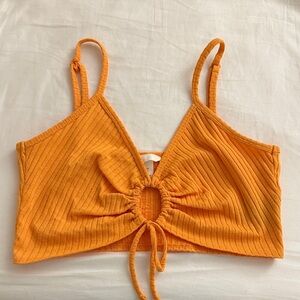Orange Ribbed Women's Top